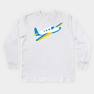 Private Airplane Flying Emoticon Kids Long Sleeve T-Shirt